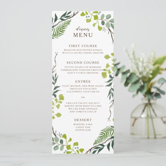 Menu Loin d'Eucalyptus Hand-Drawn Greenery Wedding (Debout devant)
