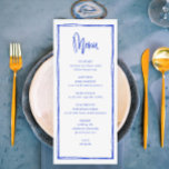 Menu Long Mariage Bleu Français manuscrit<br><div class="desc">Menu Longue Mariage Bleu Français Moderne</div>