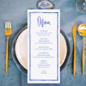 Menu Long Mariage Bleu Français manuscrit