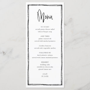Menu Long Mariage Français manuscrit