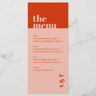 Menu Longue Gras Moderne Minimal Mariage Rose Oran