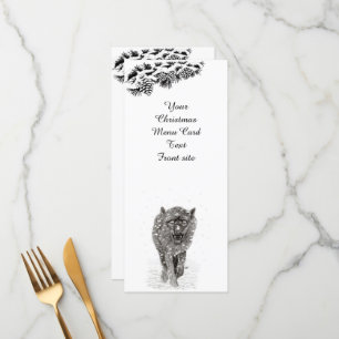 Menu Loup noir en colère dans la neige, hiver sauvage