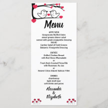 Menu Love Bird Weddenschappen Reception