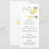 Menu Love Limoncello Cocktail Fête des mariées (Devant / Derrière)