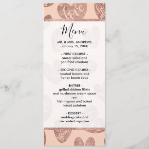 Menu Love XOXO Be Mine Rose Gold Rose Parties scintilla