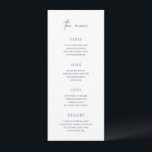 Menu Lucy Navy Bleu Classique Mariage élégant<br><div class="desc">Un menu de mariage élégant,  avec un style classique et une combinaison de typographie de script et de polices serif traditionnelles. Ce design simple va bien avec n'importe quel style de mariage.</div>