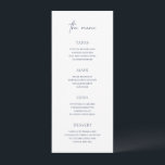 Menu Lucy Navy Bleu Classique Mariage élégant<br><div class="desc">Un menu de mariage élégant,  avec un style classique et une combinaison de typographie de script et de polices serif traditionnelles. Ce design simple va bien avec n'importe quel style de mariage.</div>