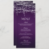 Menu Lumières à cordes blanches sur le violet royal (Devant / Derrière)