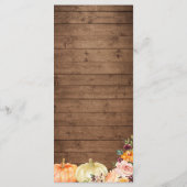 Menu Lumières à cordes de bois rustique Automne Mariage (Dos)