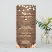 Menu Lumières à cordes de bois rustique Automne Mariage (Debout devant)