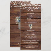 Menu Lumières de Chaîne en Bois Rustique Mariage Pot Ma (Devant / Derrière)