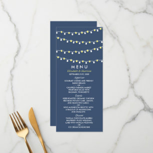 Menu Lumières Modernes à Fil, Mariage Jaune et Blanc
