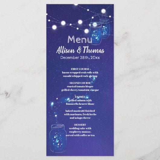 Menu Lumières rustiques de campagne mason jarres luciol (Devant)