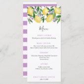 Menu Luncheon de douche de mariage aux citrons et à la  (Devant / Derrière)