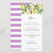 Menu Luncheon de mariage douche de mariage Citron Lavan (Devant / Derrière)