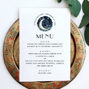Menu Lune de nuit minimaliste simple céleste mariage