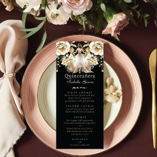 Menu Luxe Black Ivory & Gold Quinceañera