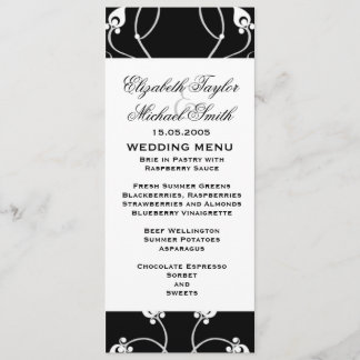 Menu Luxe Black Swirls Damask