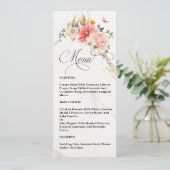 Menu Luxe Chic Calligraphie Mariage rose floral (Debout devant)