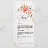 Menu Luxe Chic Calligraphie Mariage rose floral (Devant / Derrière)