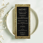 Menu Luxe Elegant Parties scintillant Or et Mariage noi<br><div class="desc">Élevez votre mariage d'hiver avec ce menu luxueux et élégant de mariages de parties scintillant noir et or. Doté d'un design épuré et minimaliste avec des noms personnalisés de la mariée et du marié, ce morceau sophistiqué ajoute une touche de glamour à votre célébration. Le mariage parfait entre simplicité et...</div>