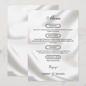 Menu Luxe Éternel Moderne Texture Mariage Chic Blanc (Devant / Derrière)
