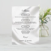 Menu Luxe Éternel Moderne Texture Mariage Chic Blanc (Debout devant)