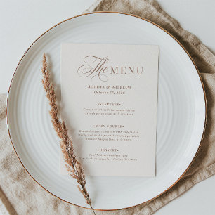 Menu Luxe Ivoire et Taupe Marron Mariage Neutre