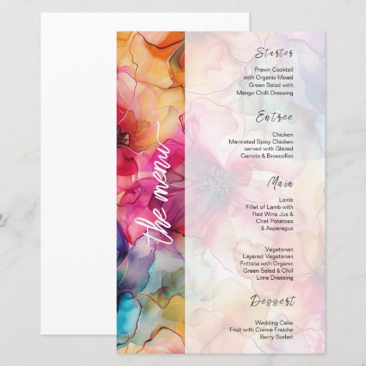 Menu Luxe Luxe Rose violet glamour Mariage (Devant / Derrière)