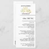 Menu Luxe Romantique Flourish Calligraphie Mariage Or (Devant / Derrière)