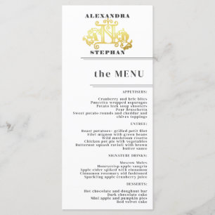 Menu Luxe Romantique Flourish Calligraphie Mariage Or