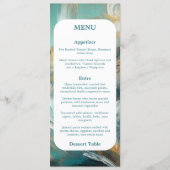 Menu Luxe Turquoise et Doré aux Traits de Pinceau (Devant)