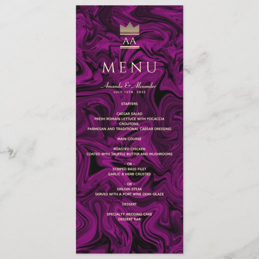 Menu Luxe violet et Mariage noir (Devant)