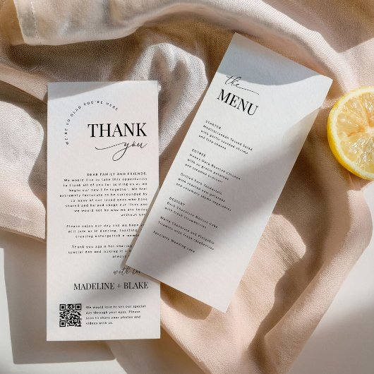 Menu MADDIE Wedding Thank You Note with QR Code