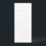 Menu Madison Peach Mariage élégant<br><div class="desc">Menus mariages de style classique avec un design simple mais élégant avec vos noms dans le script et vos détails dans les polices serif.</div>