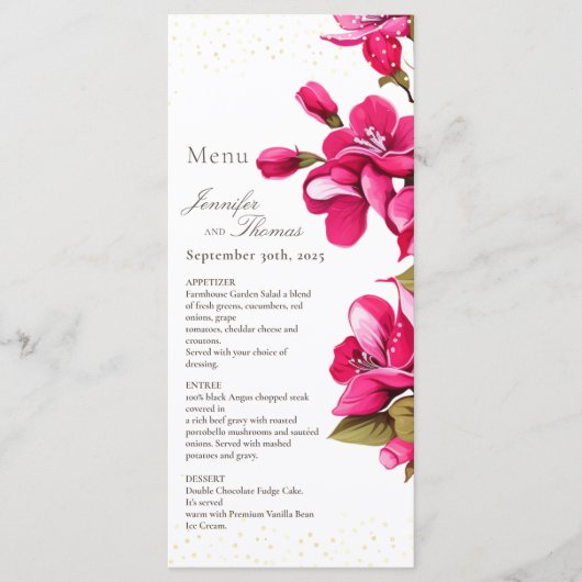Menu Magenta Wild Mariage Rose (Devant)