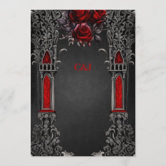 Menu Magnifique design mariage gothique foncé. (Dos)