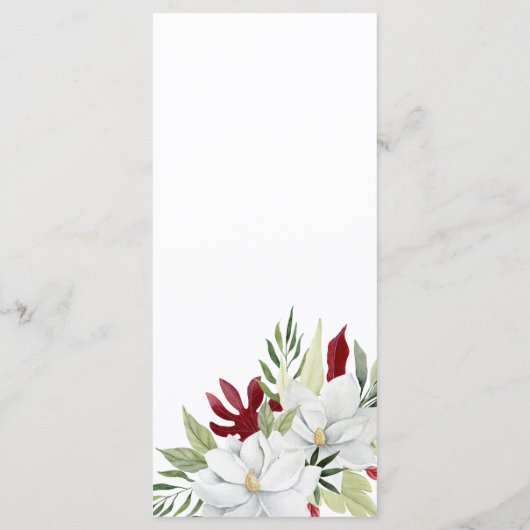 Menu Magnolia blanc vert rouge tropical (Dos)