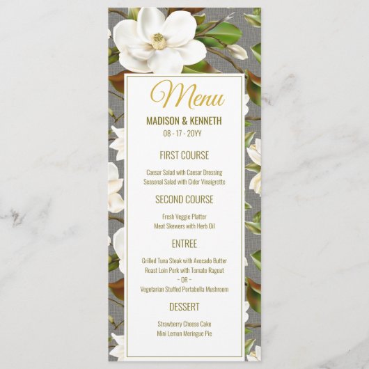 Menu Magnolia Floral Mariage (Devant)