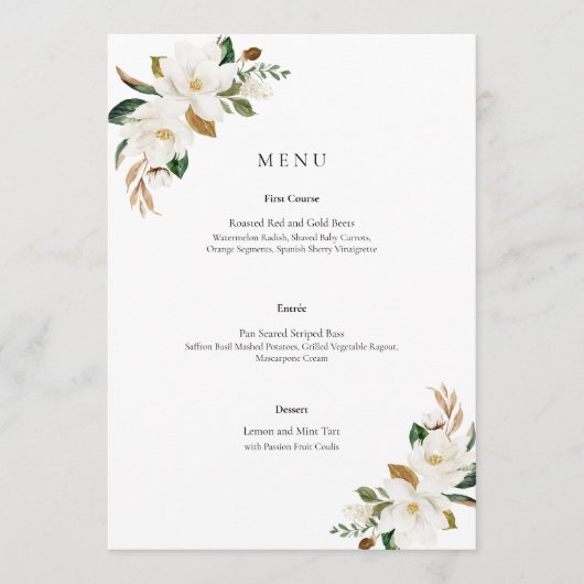 Menu Magnolia Floral Wedding (Voorkant)