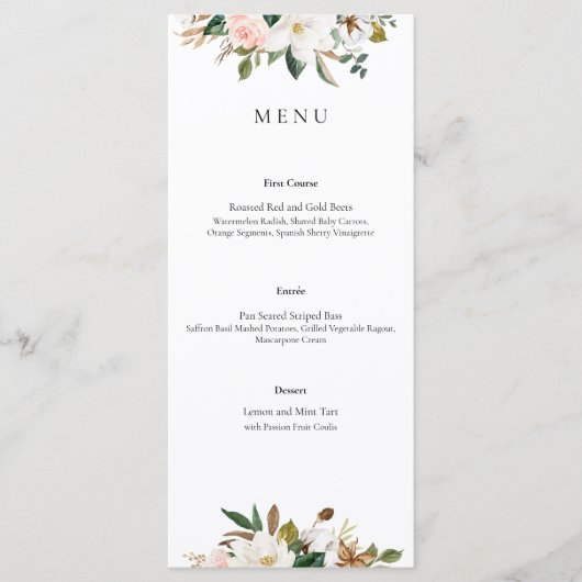 Menu Magnolia Floral Wedding (Voorkant)