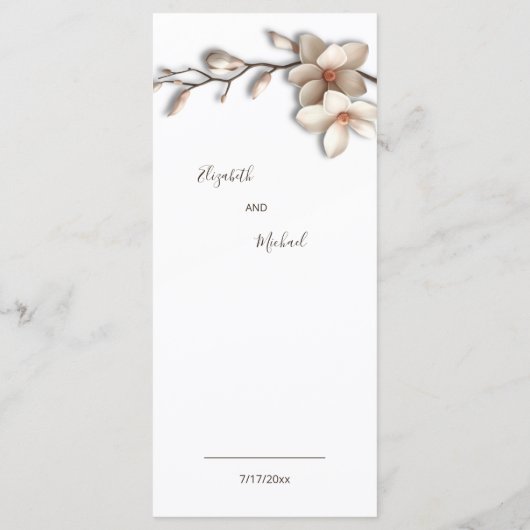 Menu Magnolia Sculptural 3D Flower (Dos)