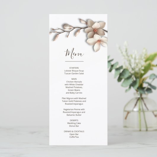 Menu Magnolia Sculptural 3D Flower (Debout devant)