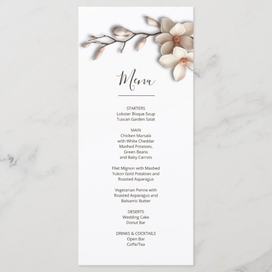 Menu Magnolia Sculptural Fleur 3D (Devant)