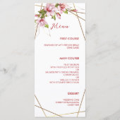 Menu Magnolias Faux Gold Foil Frame Rustique Mariage (Devant)