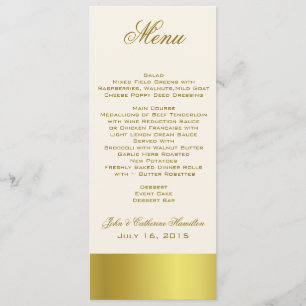 Menu maigre goldtone élégant de Tableau de mariage