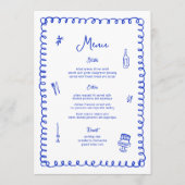 Menu Main dessinée Whimsical Blue Mariage français (Devant)