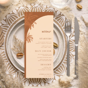 Menu Main Drawn Terracotta Palm Tree Boho Beach Mariage
