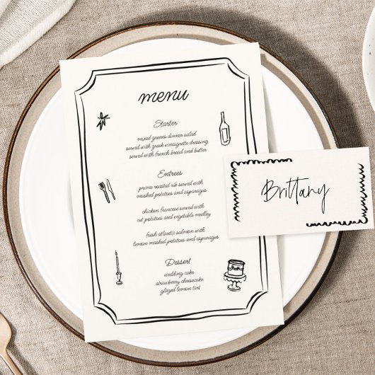 Menu Main fantaisiste tirée Mariage français