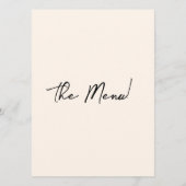 Menu Main moderne écrite dessinée Rétro Mariage origina (Dos)